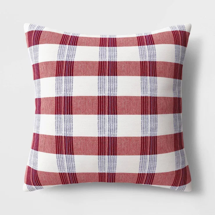 Yarn Dyed Americana Check Square Throw Pillow Red/Blue - Threshold™ | Target