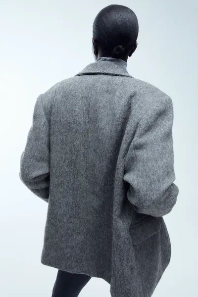 Oversized wool-blend blazer - Dark grey - Ladies | H&M GB | H&M (UK, MY, IN, SG, PH, TW, HK)
