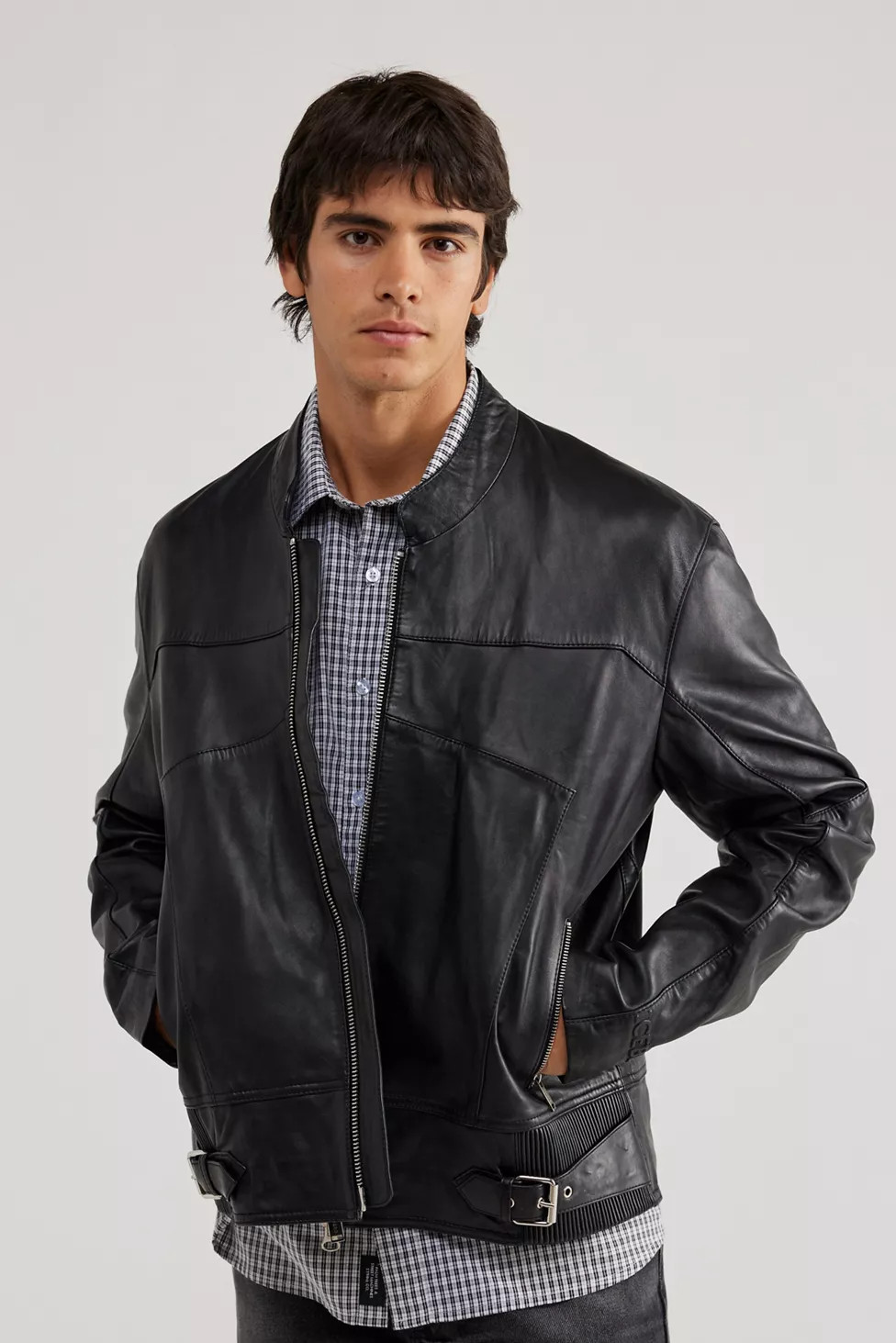 ICEBERG Logo Leather Biker Jacket | Urban Outfitters (US and RoW)