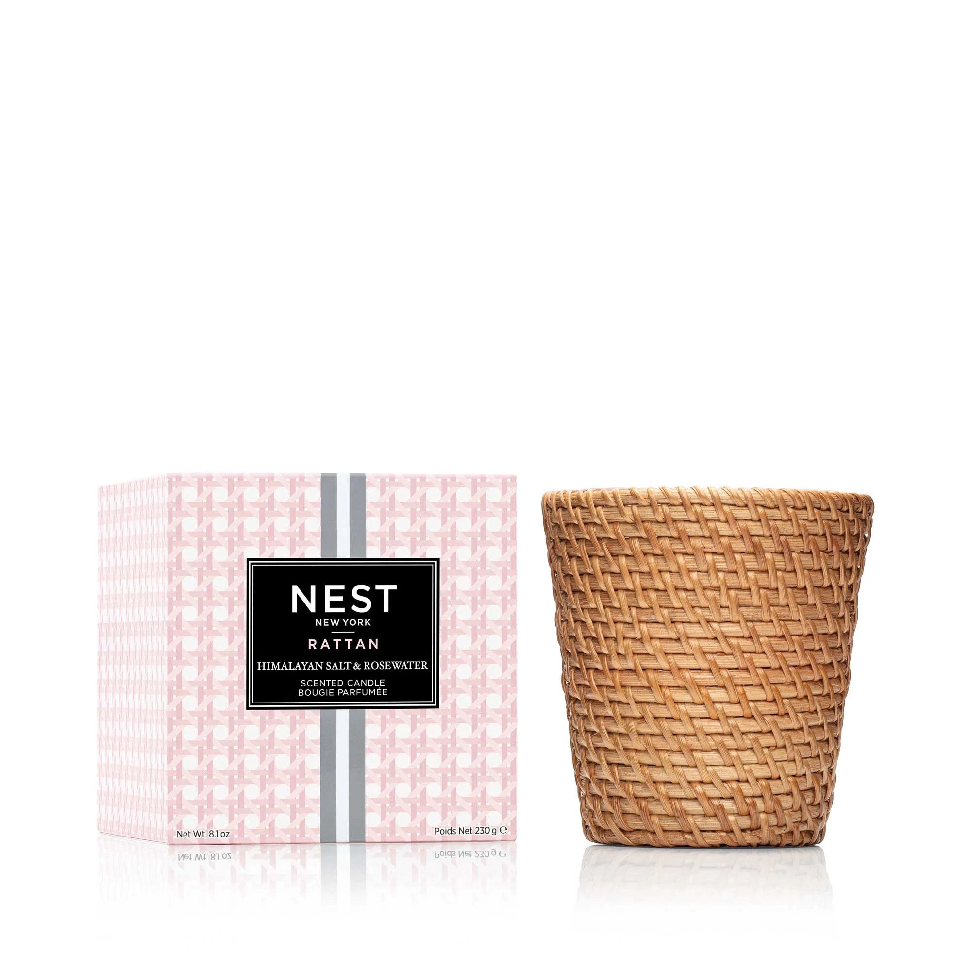 Rattan Himalayan Salt & Rosewater Classic Candle | NEST Fragrances