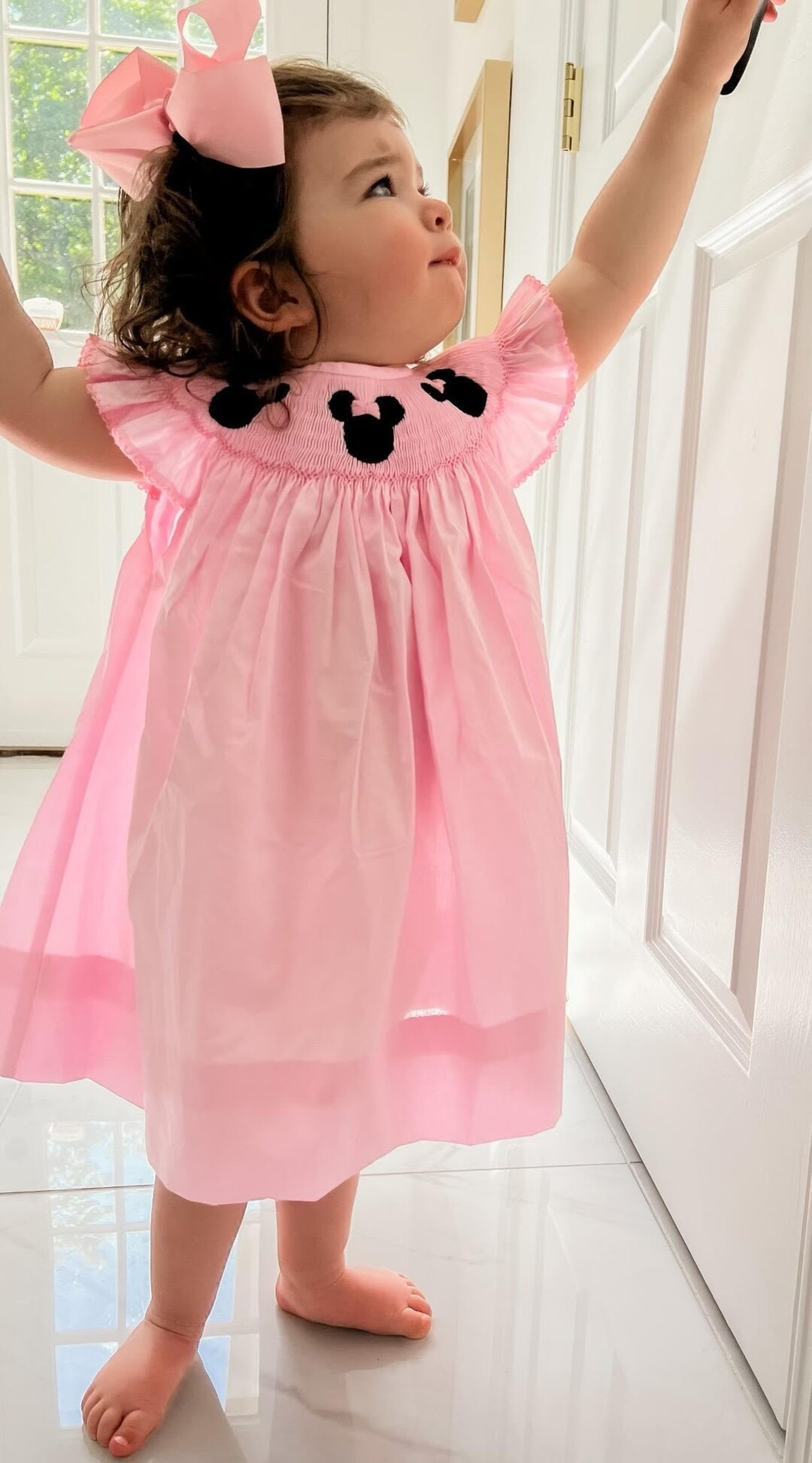 Magical Mouse Dress-smocked Mouse Dress-pink Smocked Dress-girl Mouse Ears Dress-smocked Bishop D... | Etsy (US)