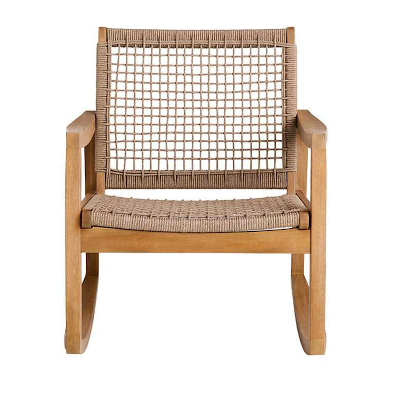 Haven Blonde Acacia Wood & Tan Rope Rocking Patio Chair | At Home