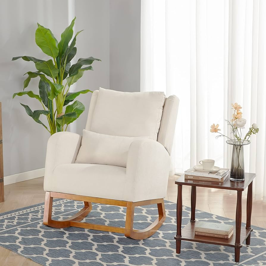 Iroomy Wooden Rocking Chair Nursery Rocking Chairs for Living Room, Nursery Glider Rocker Glider ... | Amazon (US)