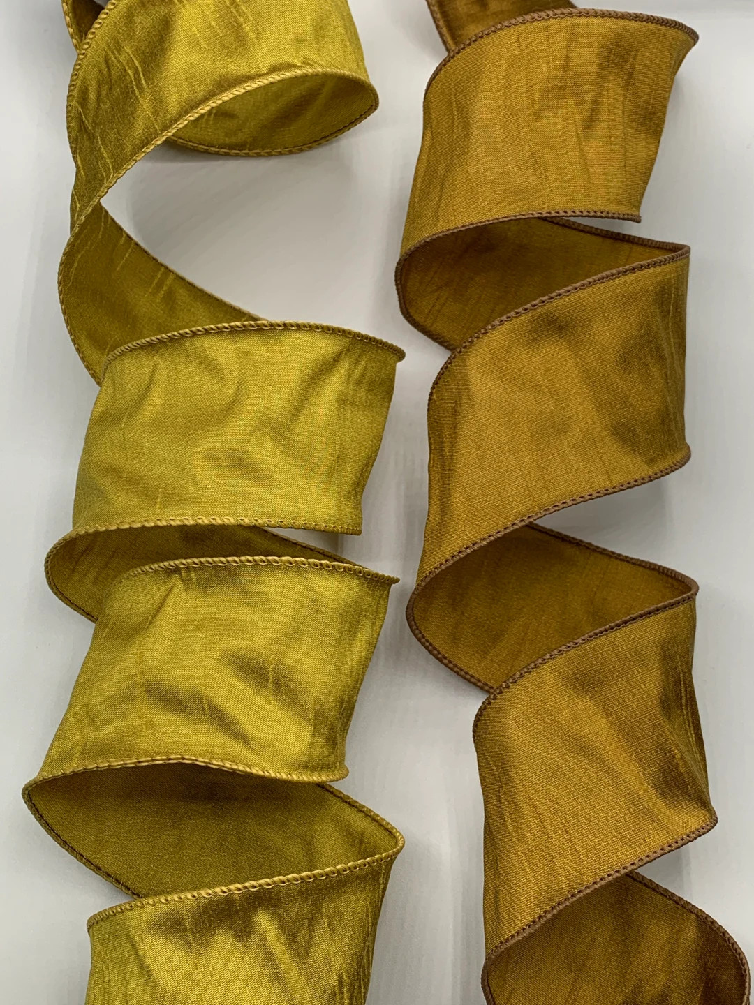 1.5 2.5 or 4 Gold or Antique Gold Dupioni Ribbon Faux Silk 10 Yard Roll Wired Edges - Etsy | Etsy (US)