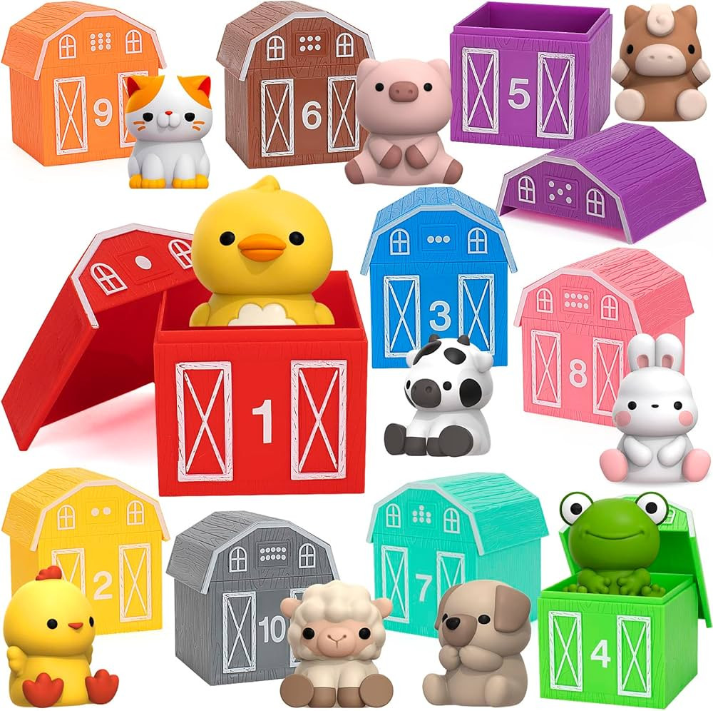 KMUYSL Learning Toys for 1,2,3 Year Old, 20 Pcs Animals Toy, Counting Skill, Color Matching, Fine... | Amazon (US)