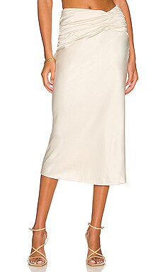 NBD Gianna Midi Skirt in Champagne Ivory from Revolve.com | Revolve Clothing (Global)