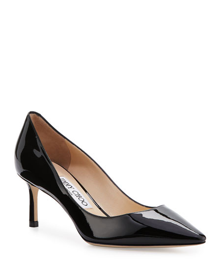 Jimmy Choo Romy 60mm Patent Pointed-Toe Pumps, Black | Neiman Marcus