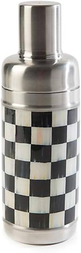 MacKenzie-Childs Courtly Check Cocktail Shaker, Stainless-Steel and Enamel Drink Mixer, Bartendin... | Amazon (US)