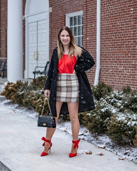 Its the holiday season and this outfit is a perfect pop of red for all your coming Christmas parties coming this season. These red bow heels are the cutest addition. 

#LTKSeasonal #LTKshoecrush #LTKHoliday