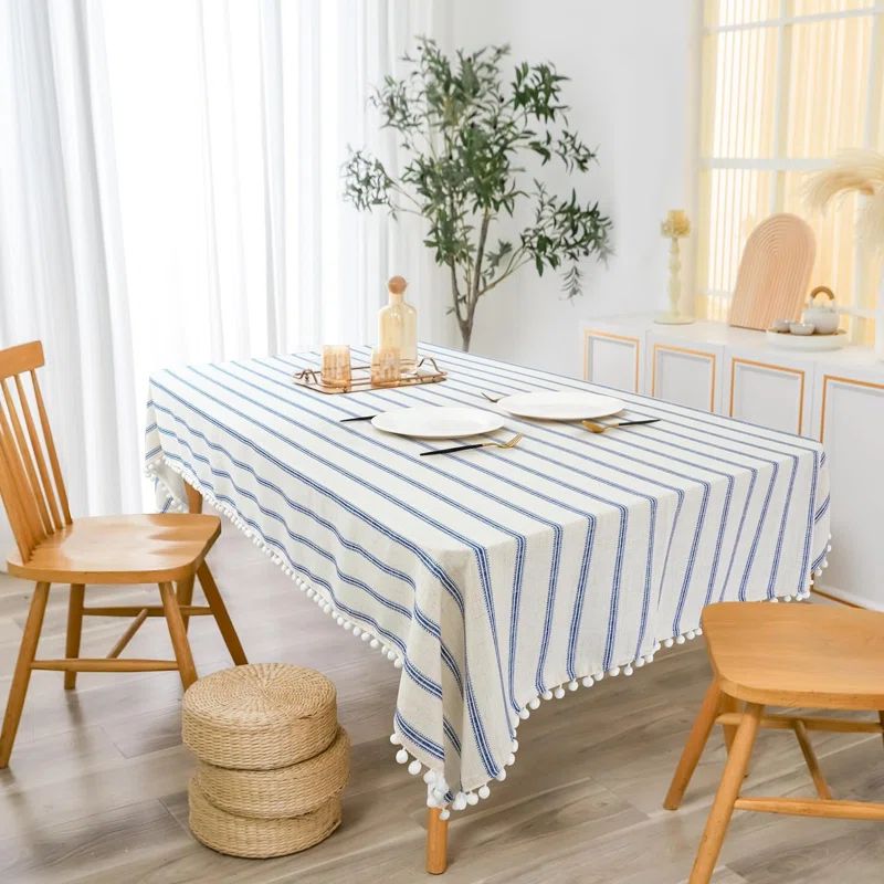 Striped Linen Textured Tablecloth | Wayfair North America