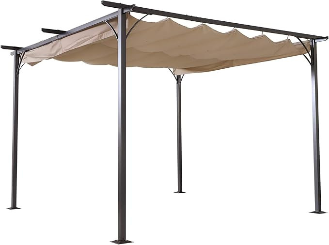 Outsunny 11.5’ x 11.5’ Retractable Patio Gazebo Pergola with UV Resistant Outdoor Canopy & St... | Amazon (US)