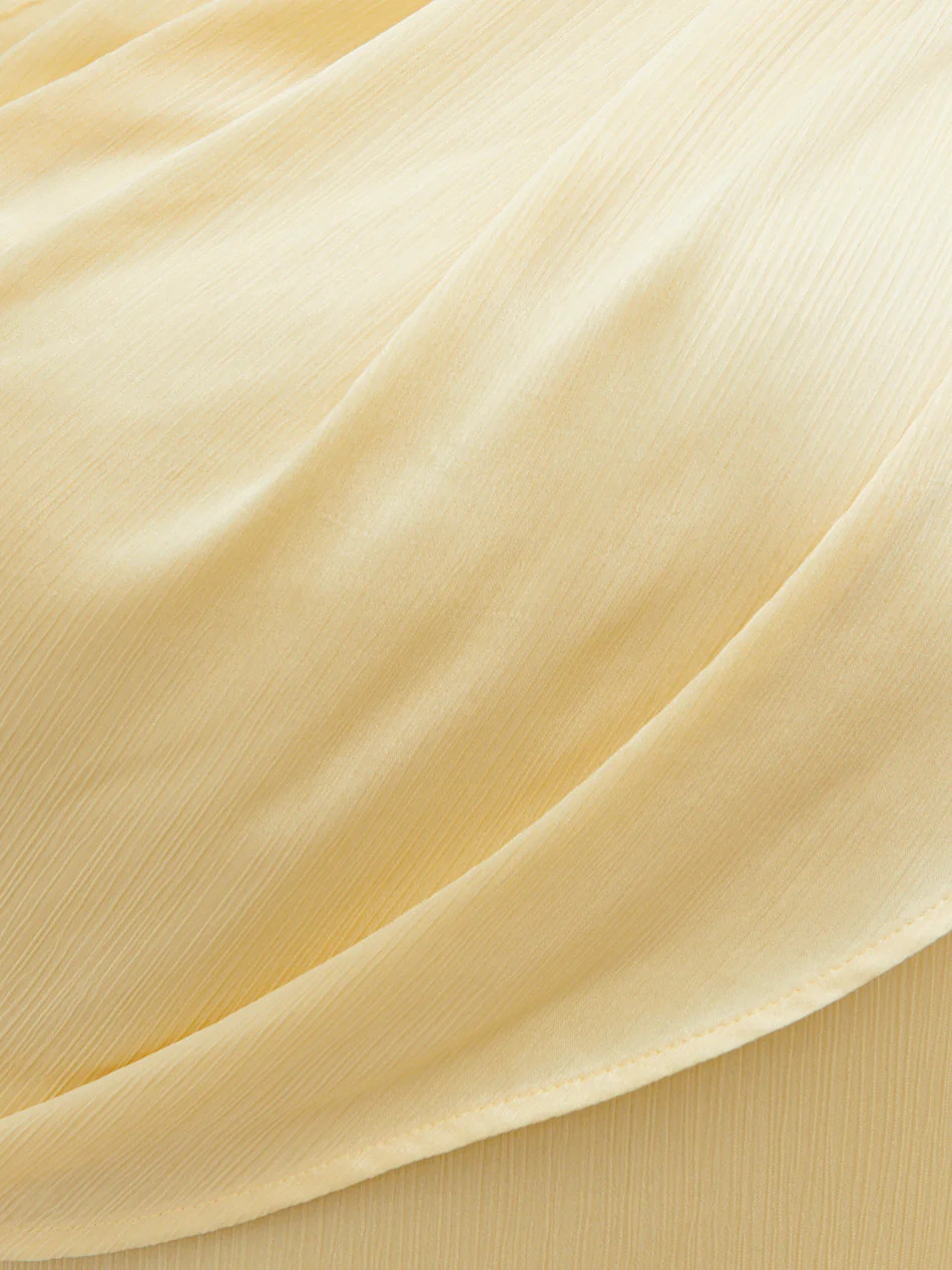 Neomie One Shoulder Tie Chiffon Maxi Dress Curve - Lemon | Pretty Lavish (UK)