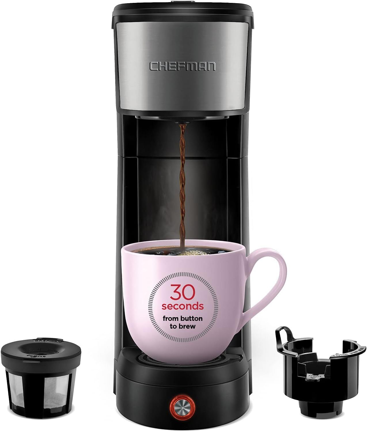 CHEFMAN Single Serve One Cup Coffee Maker, up to 14 Oz, InstaCoffee Brews in 30 Seconds, Compatib... | Amazon (US)