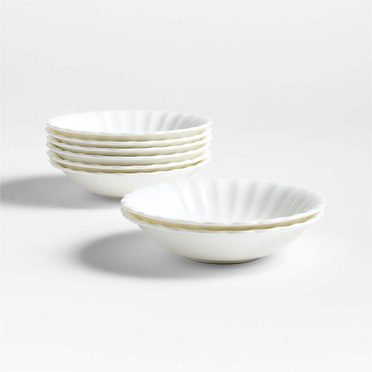 Capella White Bone China Small Bowls, Set of 8 | Crate & Barrel | Crate & Barrel