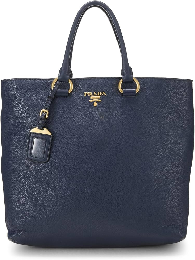 Amazon.com: Prada, Pre-Loved Blue Vitello Daino Shopping Tote, Navy : Luxury Stores | Amazon (US)