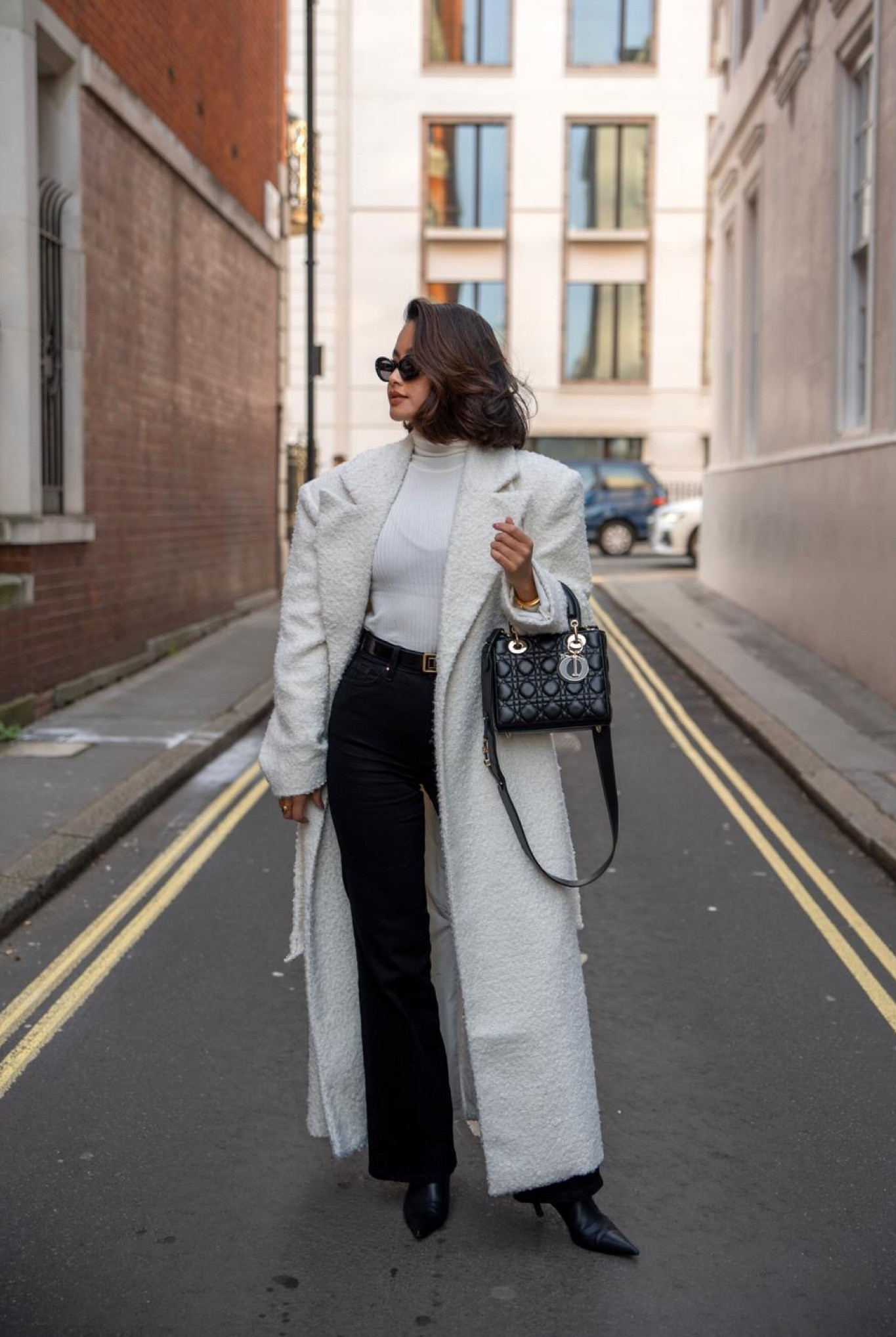 Na-kd, River island, Primark, Cos, Dior, Mytheresa, Asos, Boohoo, Topshop, 24s, Ysl, transitional outfit, transitional style, winter outfit, winter fashion, white coat, cream longline coat, boucle coat, roll neck top, black jeans, wide leg jeans, high rise jeans, knee high boots, pointed toe boots, Lady dior bag, luxury handbag, black and white outfit, winter outfit ideas, style inspiration 

#LTKstyletip #LTKeurope #LTKSeasonal