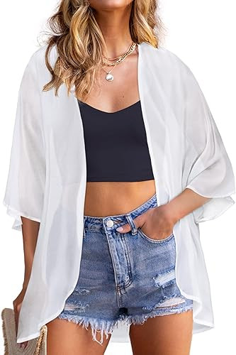 Women Kimono Cardigans Casual Summer Tops Cover up Open Front Floral Print Resort Wear | Amazon (US)