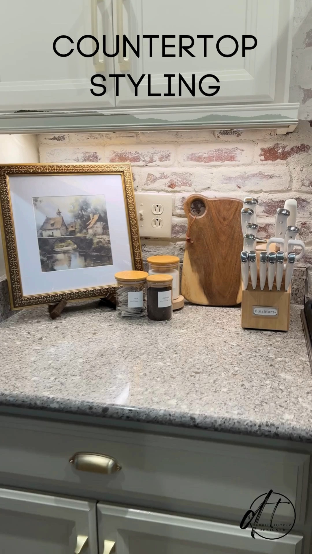 Countertop Styling With Useful and Decorative Kitchen Items 

I grouped my white knife block with a small cutting board, glass jars, and a pretty picture.  Useful and pretty. ✨

#LTKfindsunder50 #LTKhome