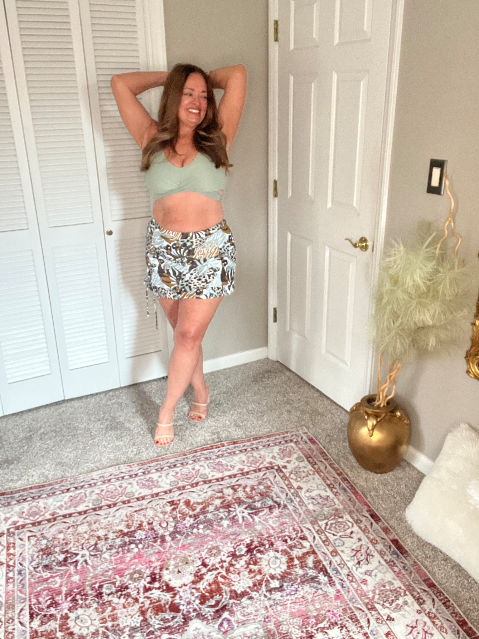 The cutest 2 piece swimsuit featuring a cross tie top and skirted bottom..

#LTKStyleTip #LTKFindsUnder50 #LTKSwim