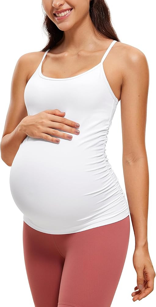 CRZ YOGA Butterluxe Y Back Maternity Tank Top for Women Ruched Pregnancy Basic Tops Sleeveless At... | Amazon (US)
