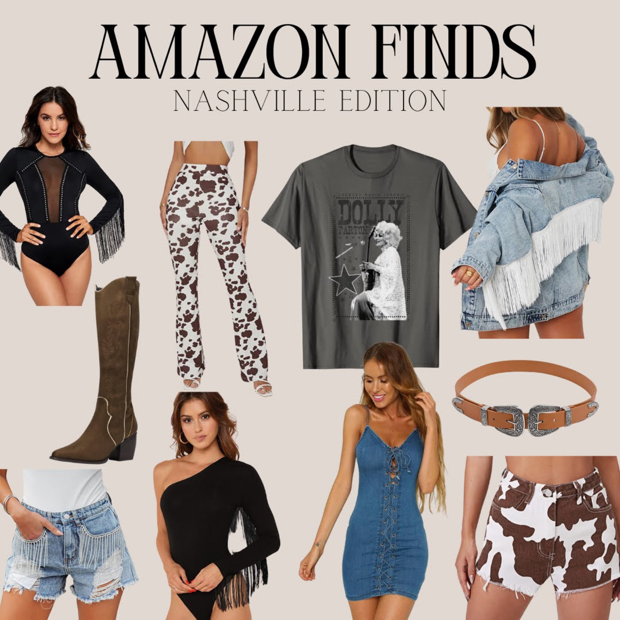 amazon finds
nashville finds
cow print pants
fringe jean jacket
jean dress
cowboy boots
nashville
austin
fringe shorts
dolly parton 

#LTKtravel #LTKSeasonal #LTKFind