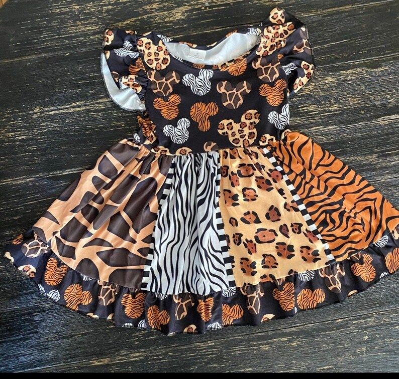 Mouse animal print boutique style infant toddler girls dress perfect for Disney Vacation trip Animal | Etsy (US)