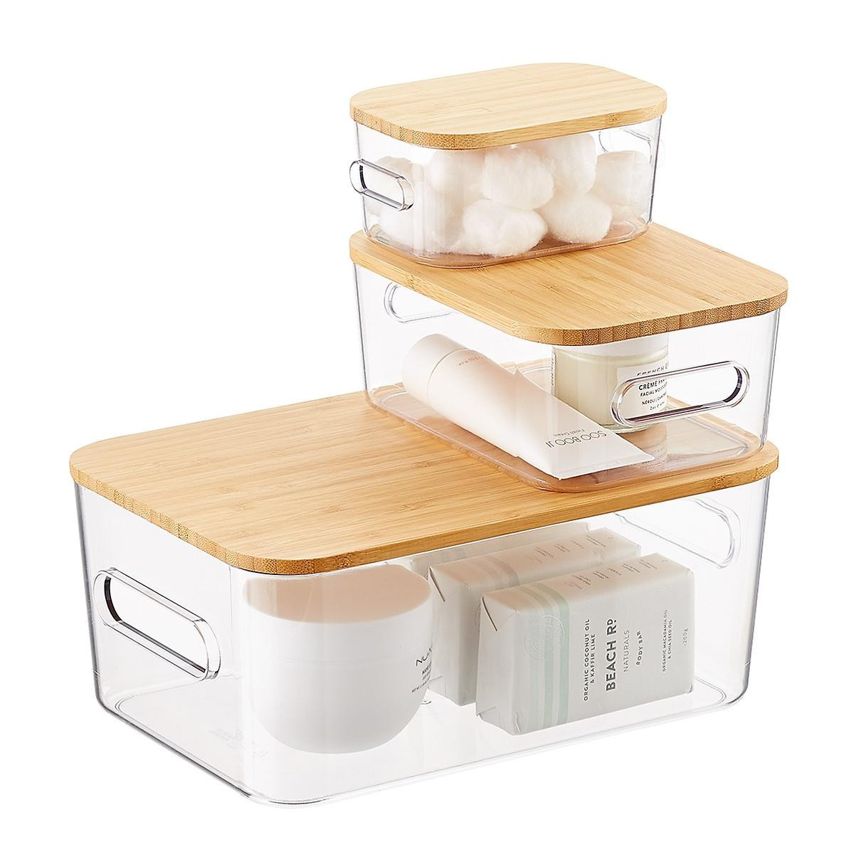 SmartStore Small Compact Plastic Bin w/ Handles Clear | The Container Store