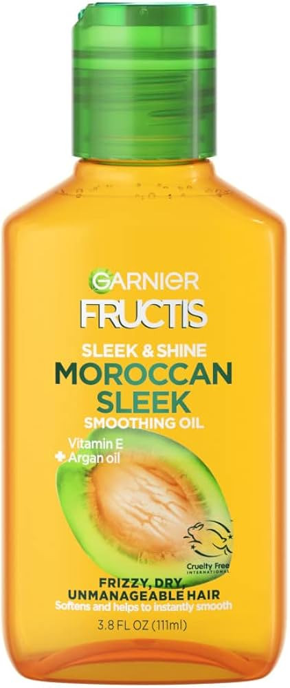 Garnier Fructis Sleek & Shine Moroccan Sleek Smoothing Oil for Frizzy, Dry Hair, Argan Oil, 3.75 ... | Amazon (US)