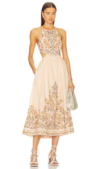 Devi Midi Dress in Sage & Gold | Revolve Clothing (Global)