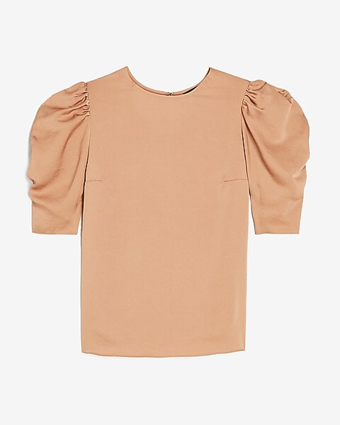 Puff Sleeve Crew Neck Top | Express