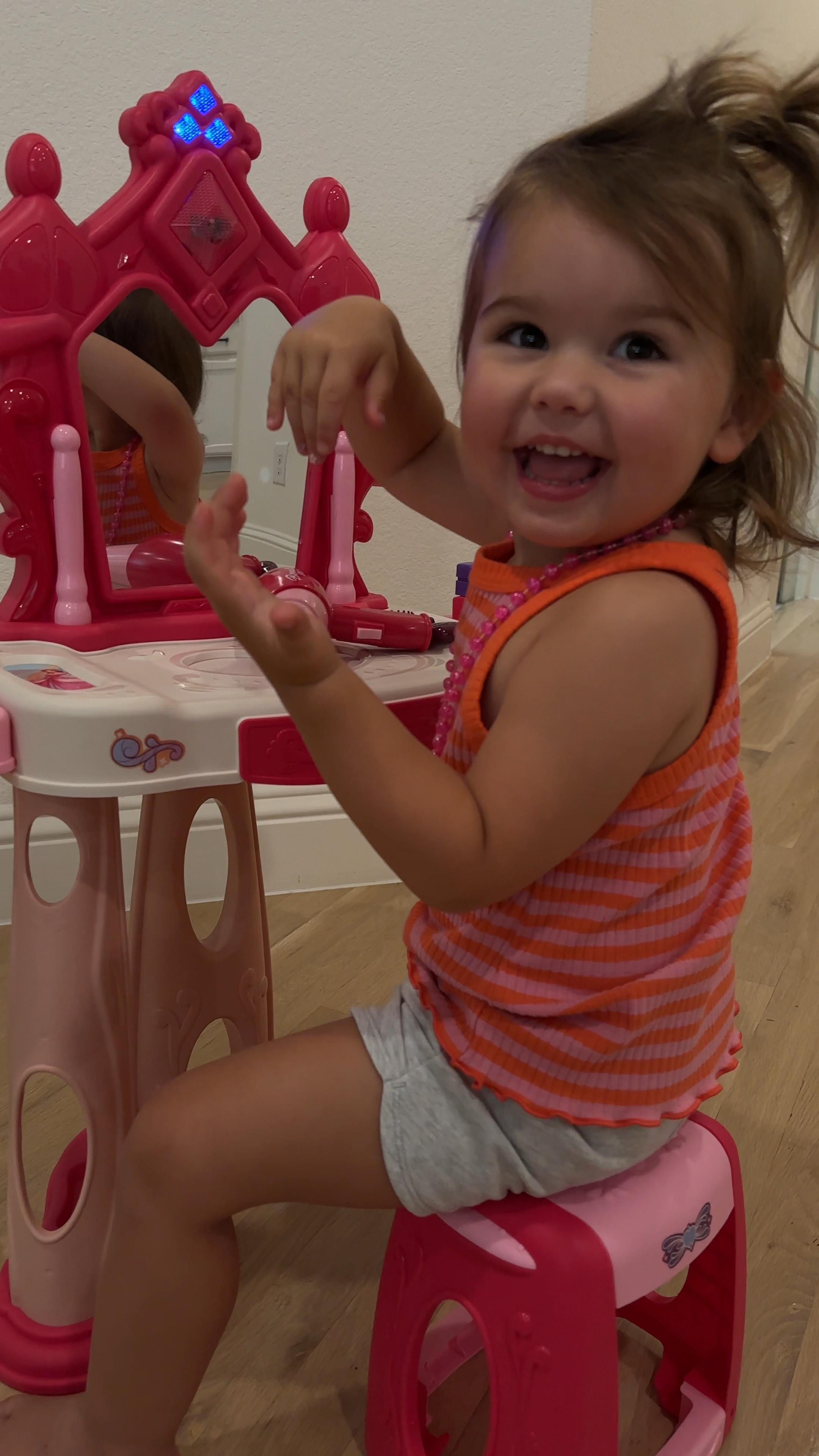 a tiny dress up vanity 
🥹
(full disclosure it’s light/not the best quality, but if you are looking for something affordable/ temporary it’s perfect) 


@Morgan.Speiser 
birthday gift idea, vanity, dress up vanity, pretend play, kids toys. 


#LTKVideo #LTKFindsUnder50 #LTKKids