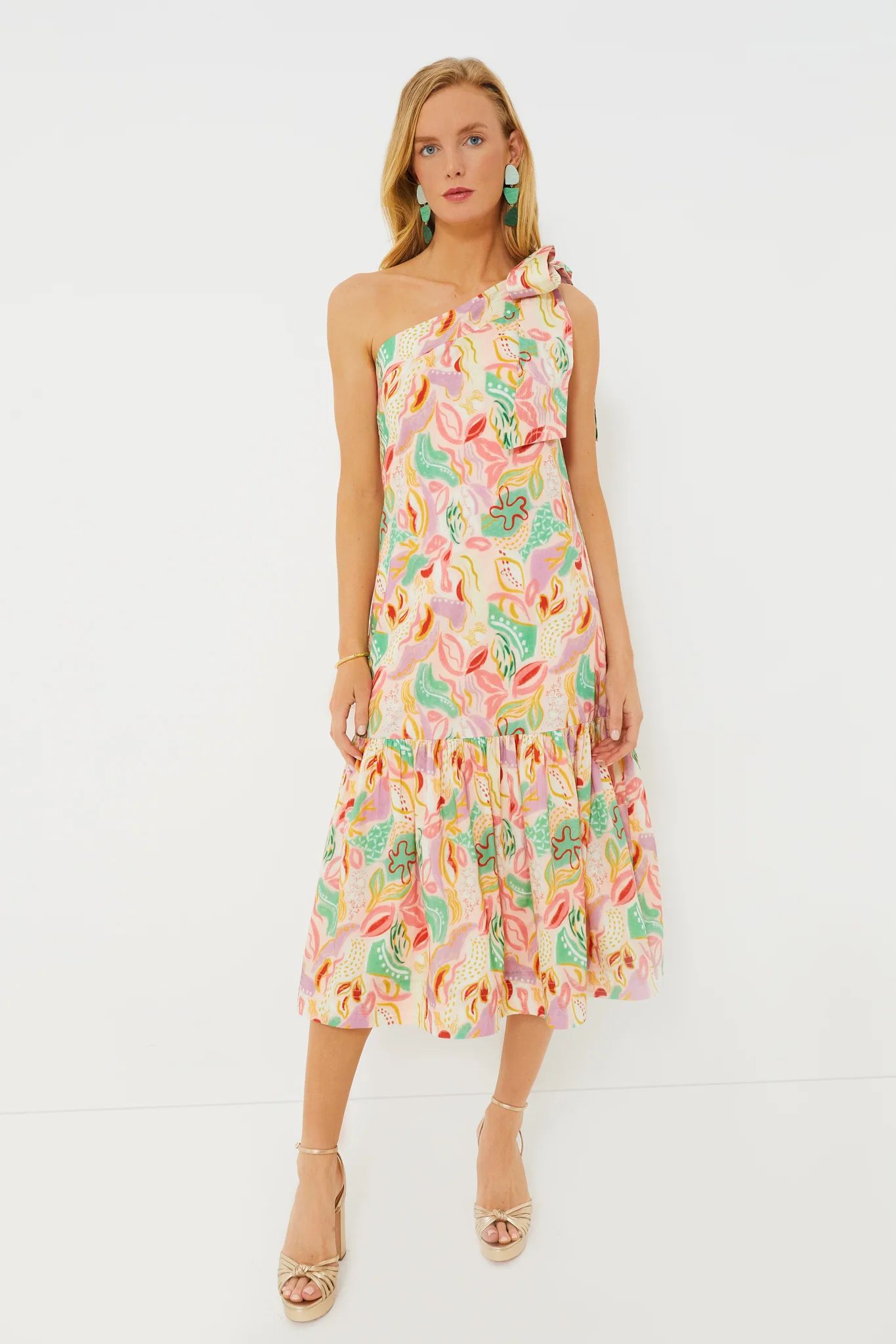 Multi Abstract Floral One Shoulder Orla Dress | Tuckernuck (US)