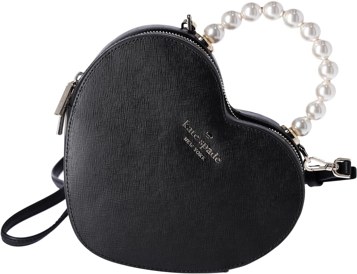 Kate Spade Love Shack Pearl Crossbody Purse Leather Heart KF516 (Black) | Amazon (US)