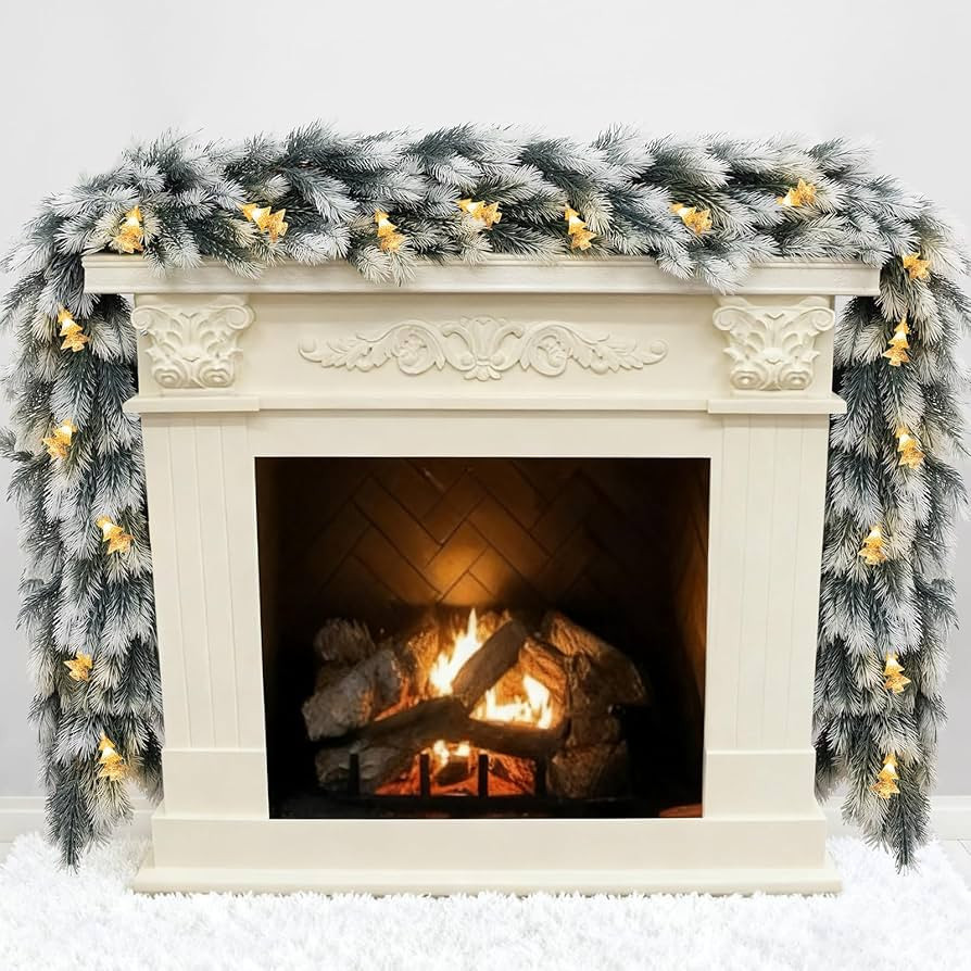 6 FT Cedar Garland Artificial Christmas Garland Encrypt with LED Light for Christmas Decorations ... | Amazon (US)