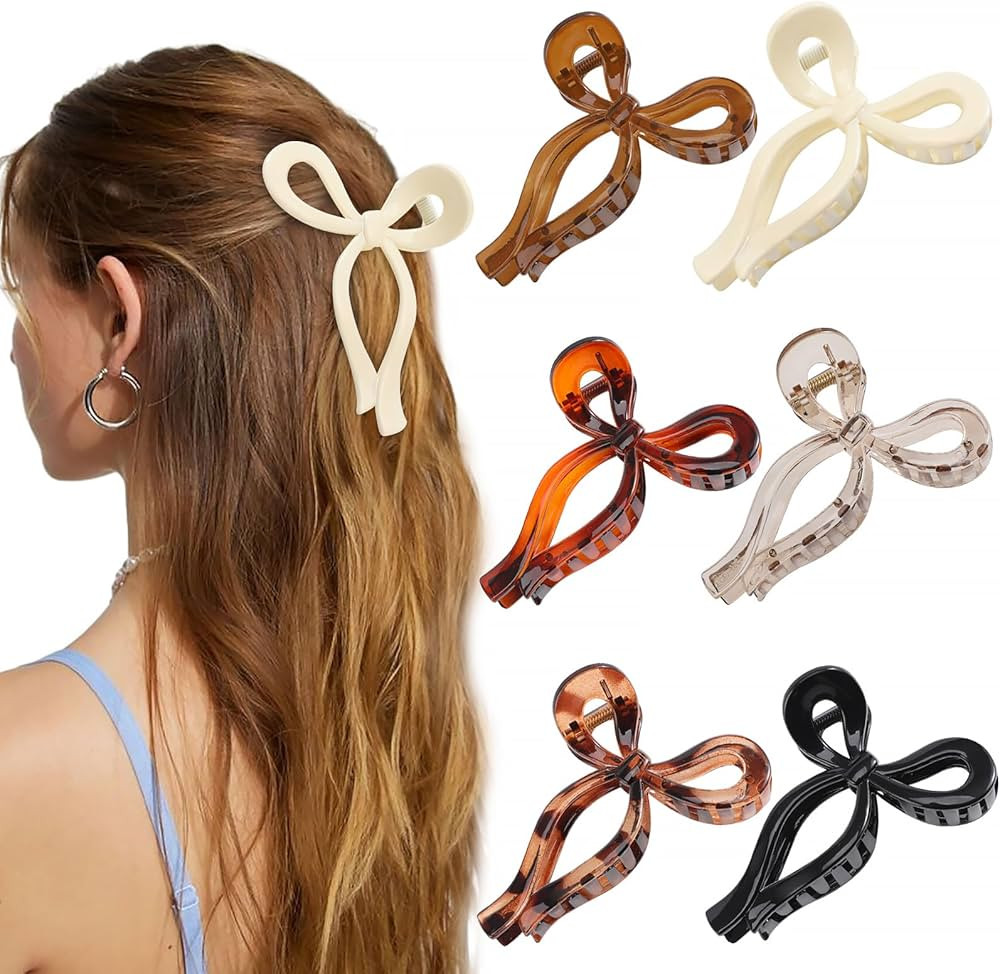 Molizummy Hair Clip, 6 PCS Bow Claw Clips for Women, Large Hair Clips for Thick Thin Hair, Elegan... | Amazon (US)