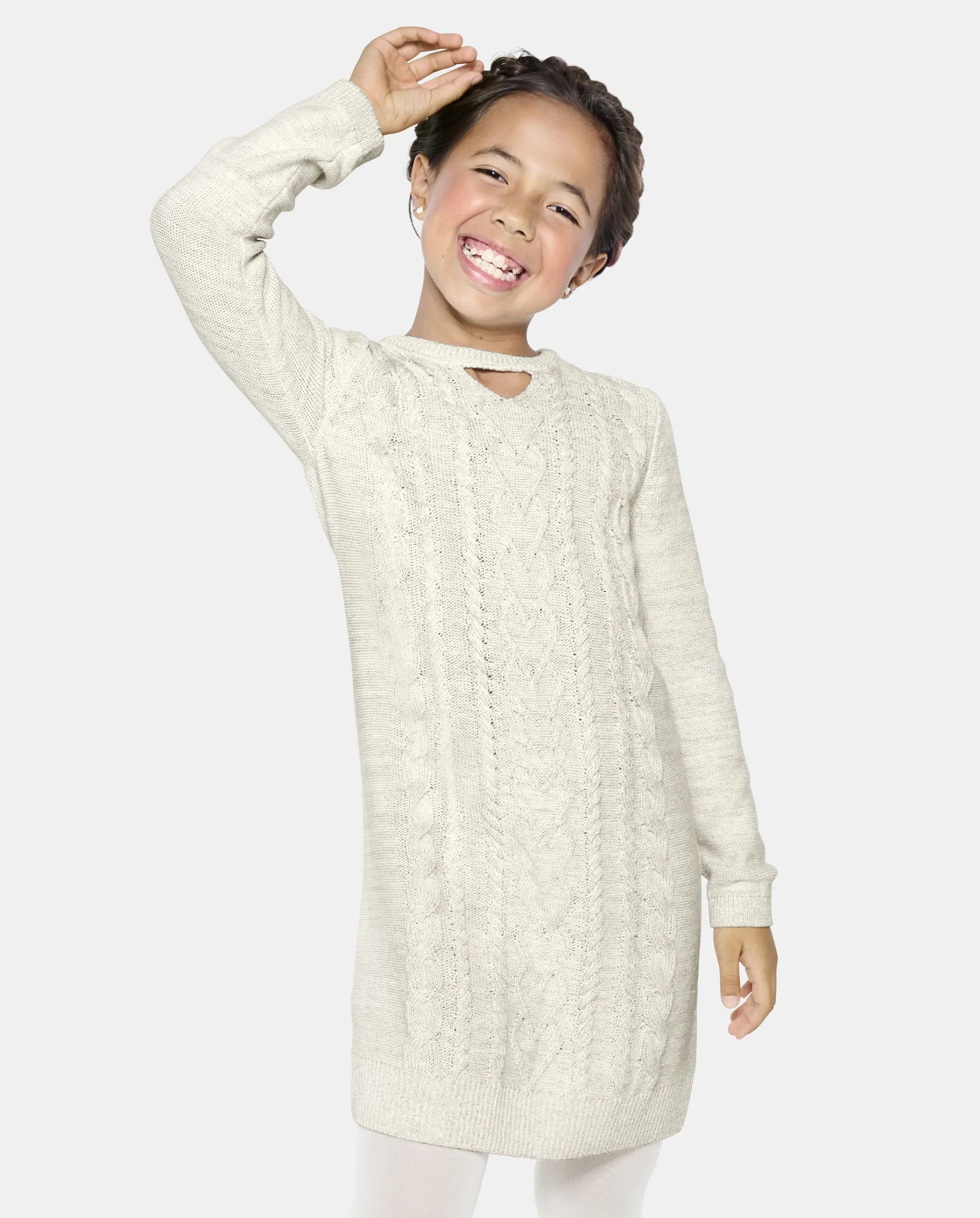 Girls Cable Knit Cut Out Sweater Dress - bunnys tail | The Children's Place