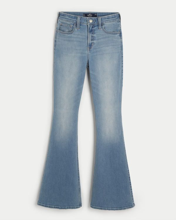 High-Rise Light Wash Flare Jeans | Hollister (US)