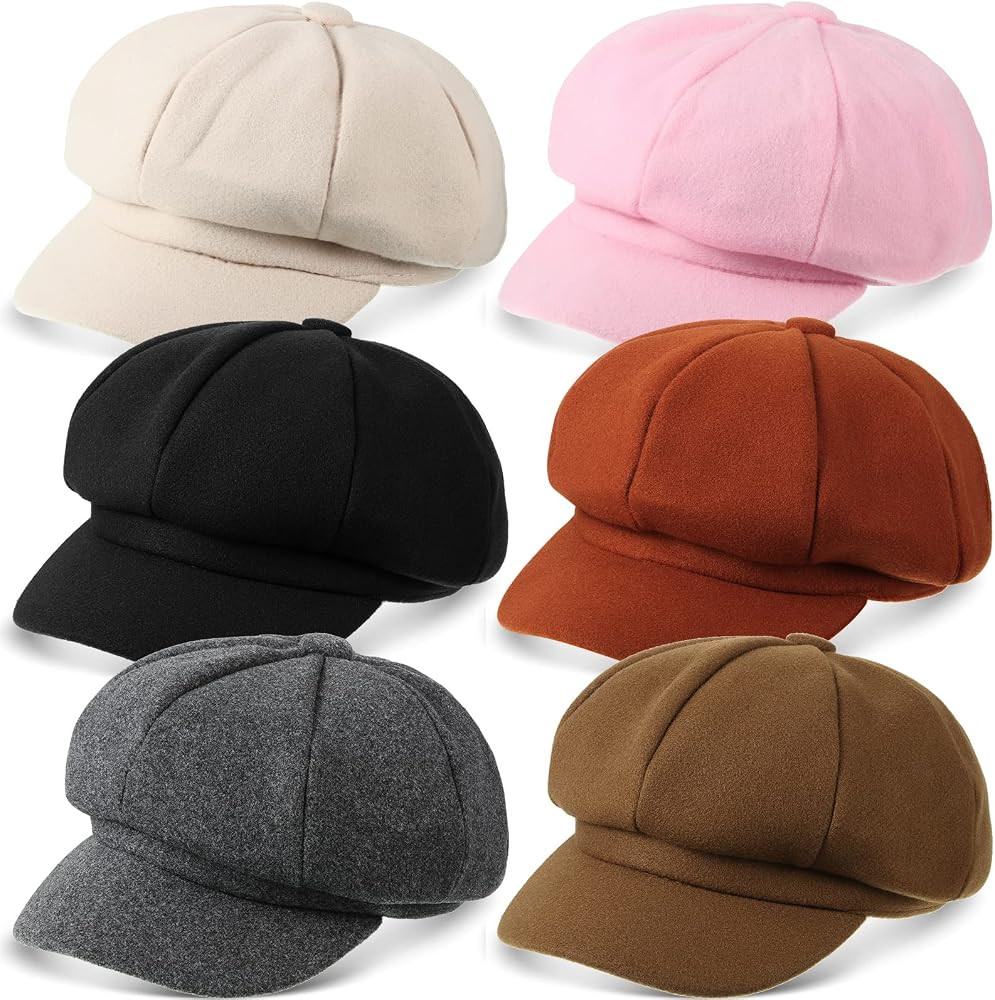 Cindeer 6 Pcs Women Newsboy Cap Ladies Hat Warm Wool Visor Beret Hats Soft Newsboy Hats for Women... | Amazon (US)