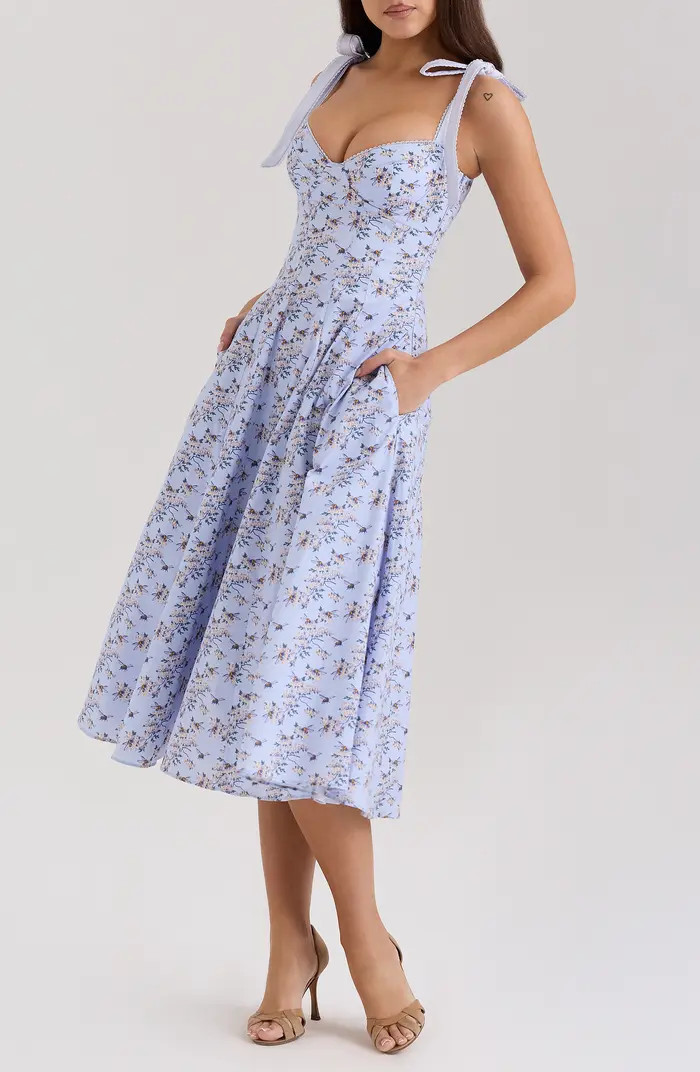 HOUSE OF CB Emely Paneled Dress with Tie Straps | Nordstrom | Nordstrom