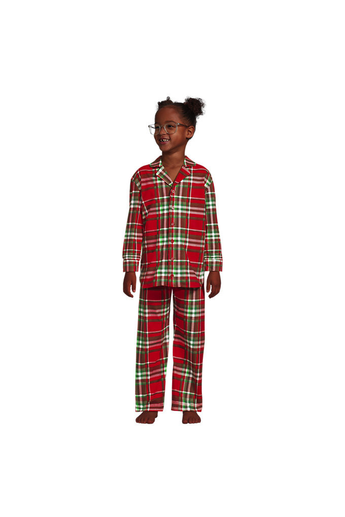 Kids Flannel 2 Piece Pajama Set - Lands' End - Red - 18 | Lands' End (US)