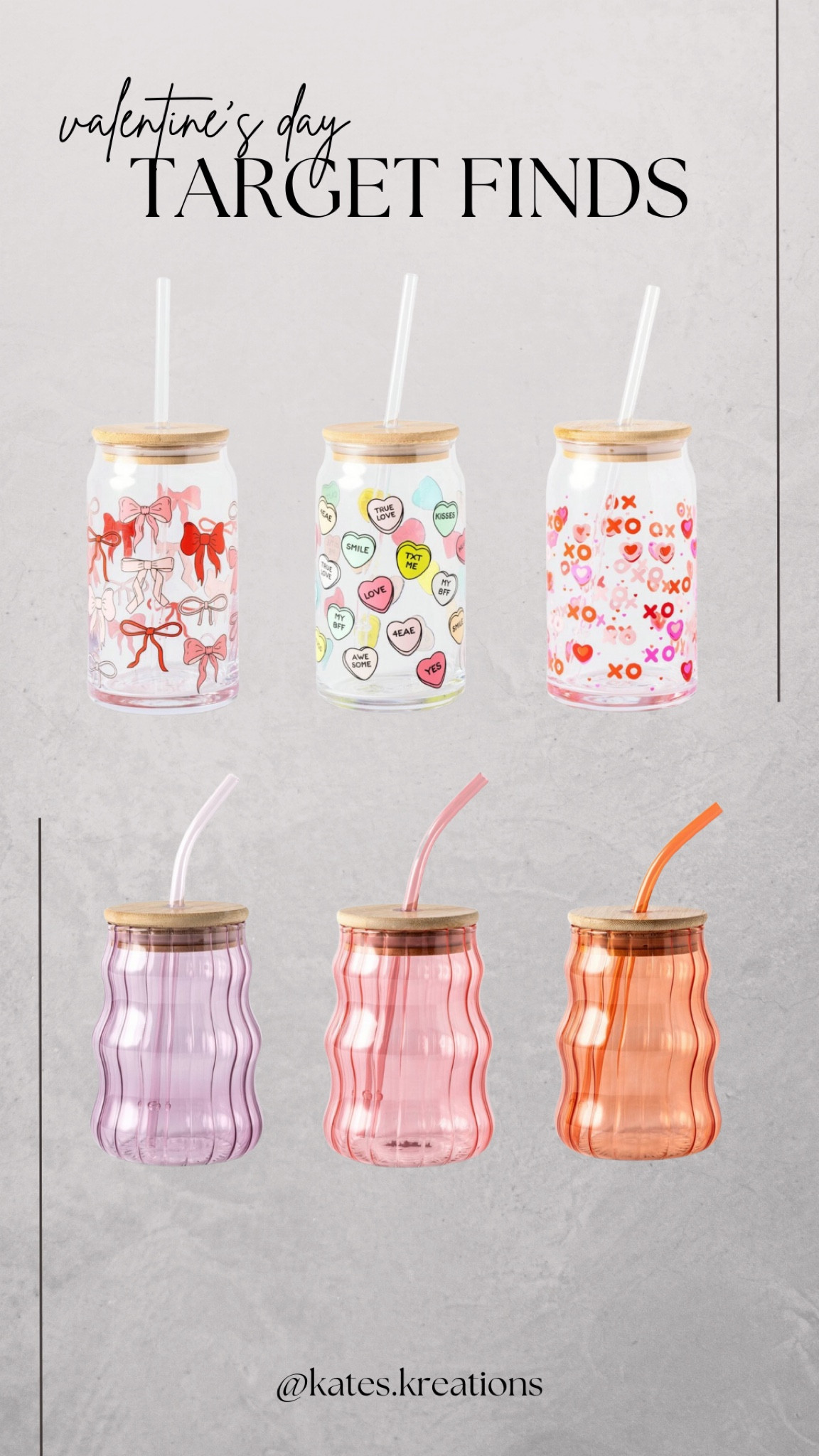 Valentine’s Day finds at target! How cute are these glass tumblers for under $5! Perfect for a galentine’s day gift 😍 

#LTKSeasonal #LTKGiftGuide #LTKHome