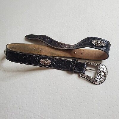 Justin Boots Black Leather Western Belt Size 40 | eBay US