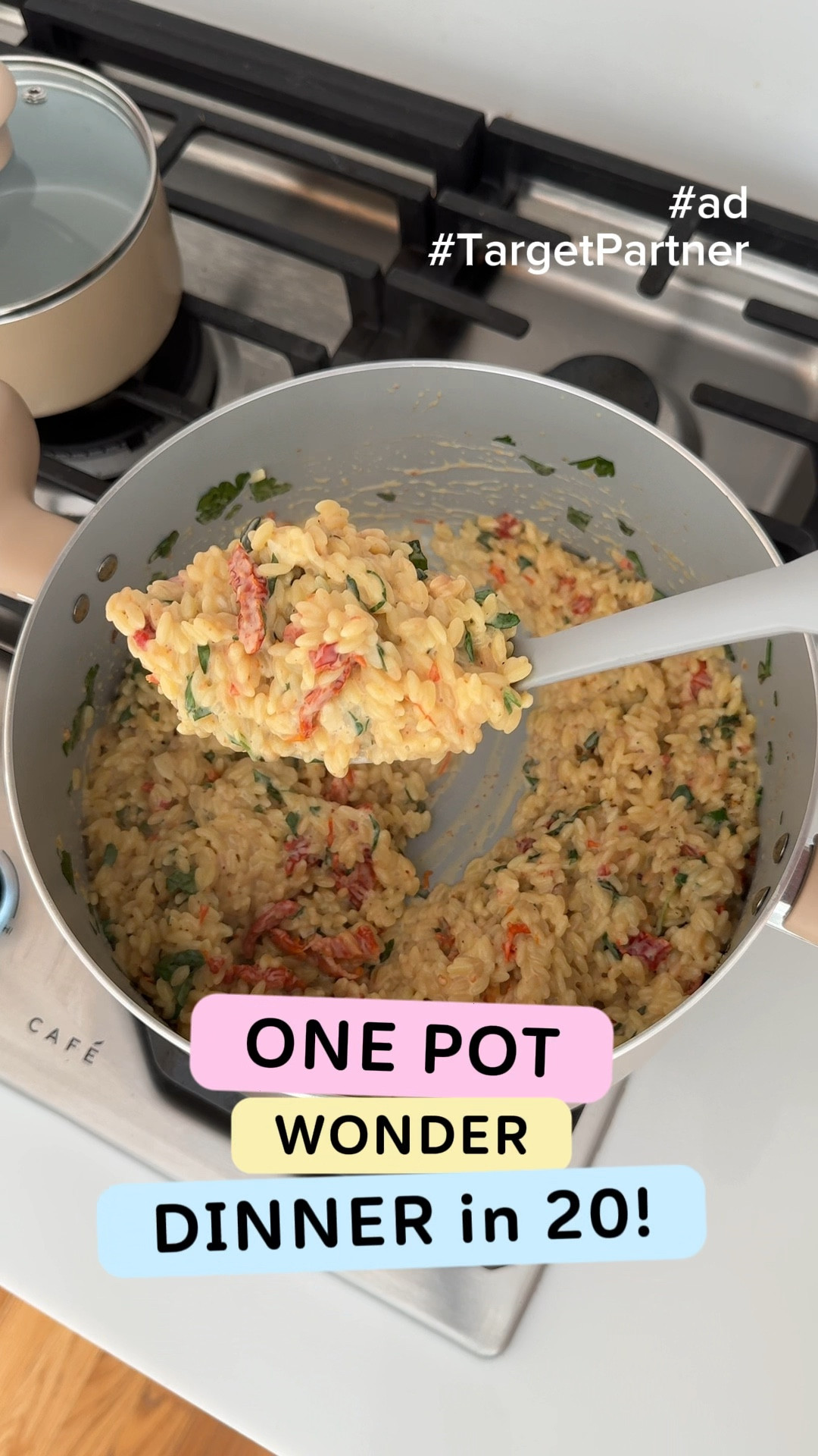 #ad I am so excited to kick off my brand new series, One Pot Wonders: Dinner in Twenty, in partnership with @Target Target and @TfalUSA! 
We’re starting strong with this Creamy Sun-Dried Tomato Orzo. It’s velvety, vibrant, and takes exactly 20 minutes from start to finish. I’m using my new T-fal Simply Cook Ceramic Non-Stick 12-piece set, the non-stick is actual magic and makes the "one-pan" life so much easier because the cleanup is a total breeze! The slick ceramic surface is a total dream because you can use less oil and still have your food slide right out of the pan. It’s also incredibly easy to wipe down afterward, which is a lifesaver when you want to get back to life! Comment TFAL to receive a direct link to your DM
SAVE this for your next busy weeknight!
.
THE RECIPE Serves 3-4
Ingredients:
• 2 tbsp Butter
• 1 ½ cups Orzo (dry)
• 3 cloves Garlic, minced
• ½ cup Sun-dried tomatoes, sliced
• 3 cups Vegetable broth
• ½ cup Heavy cream
• ⅔ cup Parmesan cheese, freshly grated
• 2 cups Fresh chopped basil and Italian parsley
• Salt, pepper, & red pepper flakes to taste
• Squeeze of fresh lemon
Instructions:
 Toast: Melt butter in your T-fal pan over medium heat. Add dry orzo and toast until golden and nutty.
 Simmer: Stir in garlic and sun-dried tomatoes for 1 minute. Pour in the broth, cover with the lid, and simmer for 8-10 mins until the liquid is mostly absorbed.
 Creamy Reveal: Stir in the heavy cream and parmesan. Watch it glide around that non-stick surface!
 Finish: Fold in the chopped basil + Italian parsley until wilted. Season with salt, pepper, flakes, and a squeeze of lemon.
Grab the T-fal Simply Cook Ceramic Non-Stick 12-piece set by commenting TFAL!
#TfalCreator #Target #TargetPartner #GiftedbyTfal 


#LTKHome #LTKfoodie #LTKstorytime