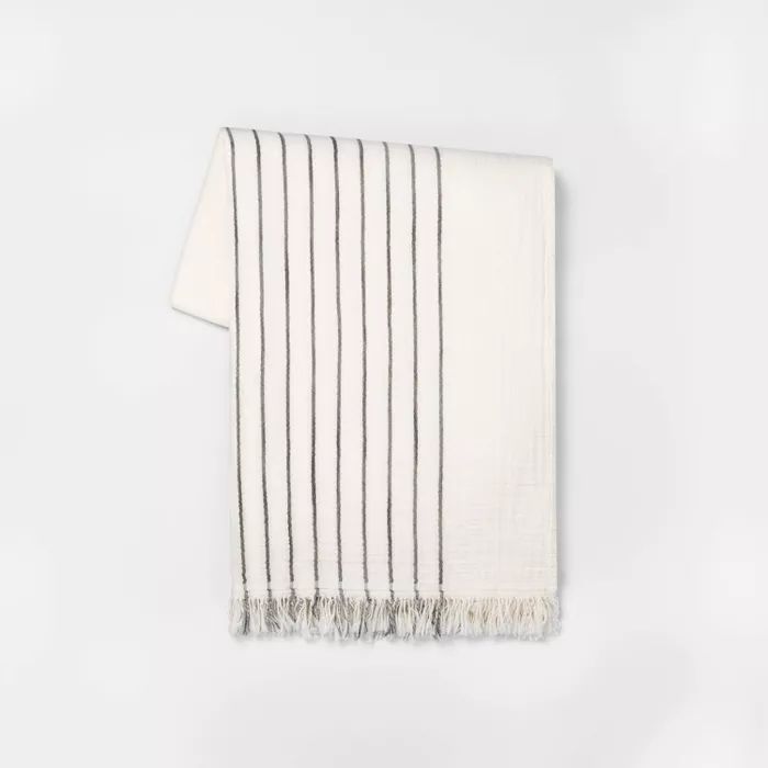 Striped Throw Blanket Railroad Gray/Sour Cream - Hearth & Hand™ with Magnolia | Target