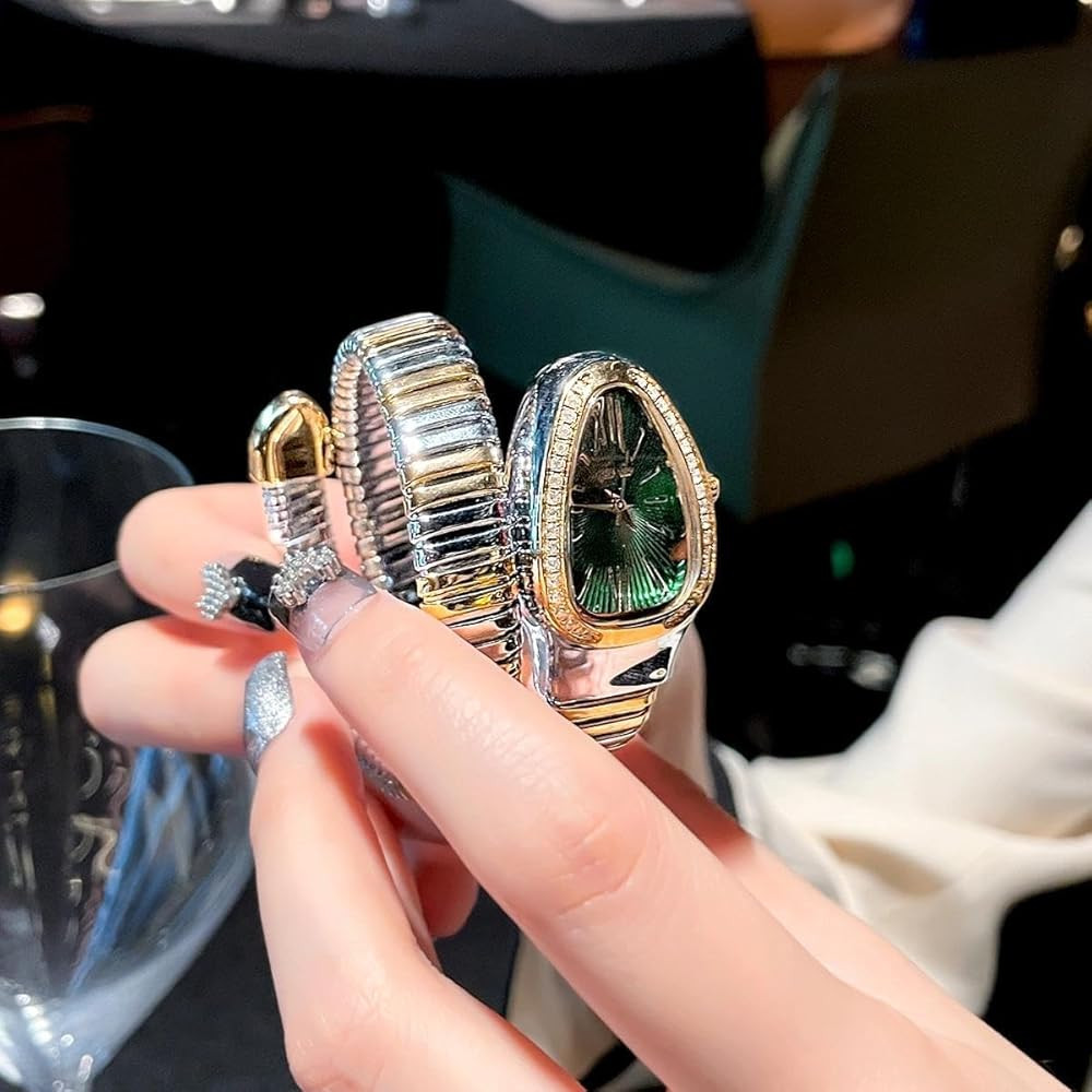 Classic Snake Shape Watch for Women Gold Silver Scaleable Bracelet Womens Watches Bling Diamonds ... | Amazon (US)