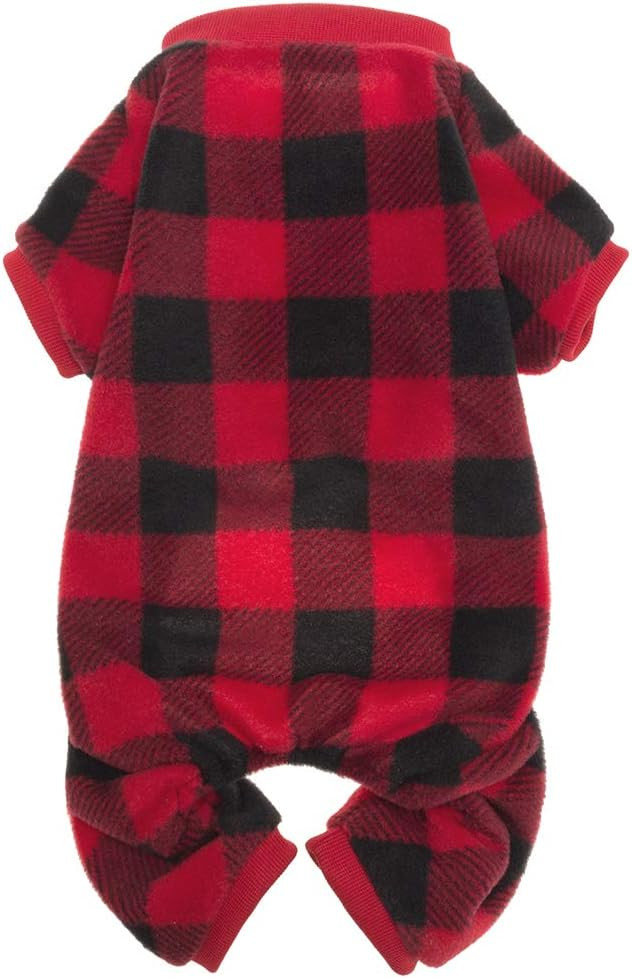 SCENEREAL Pet Pajamas for Dogs Red Plaid Sweaters Soft Clothes | Amazon (US)