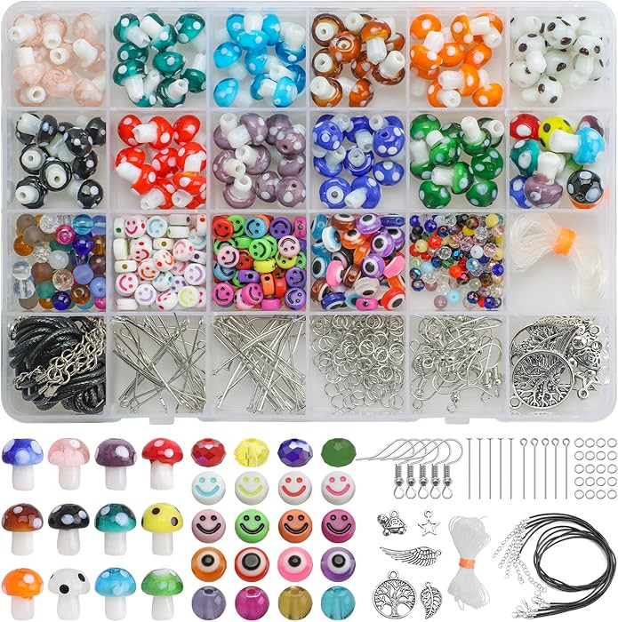 Rired 27 Mushroom Beads for Jewelry Making - Bracelet Earring Art Kit,10X16mm 120pcs Mushroom Gla... | Amazon (US)