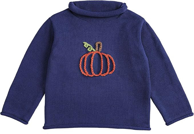 Mud Pie Baby Boys Kids Blue Pumpkin Rollneck Sweater | Amazon (US)