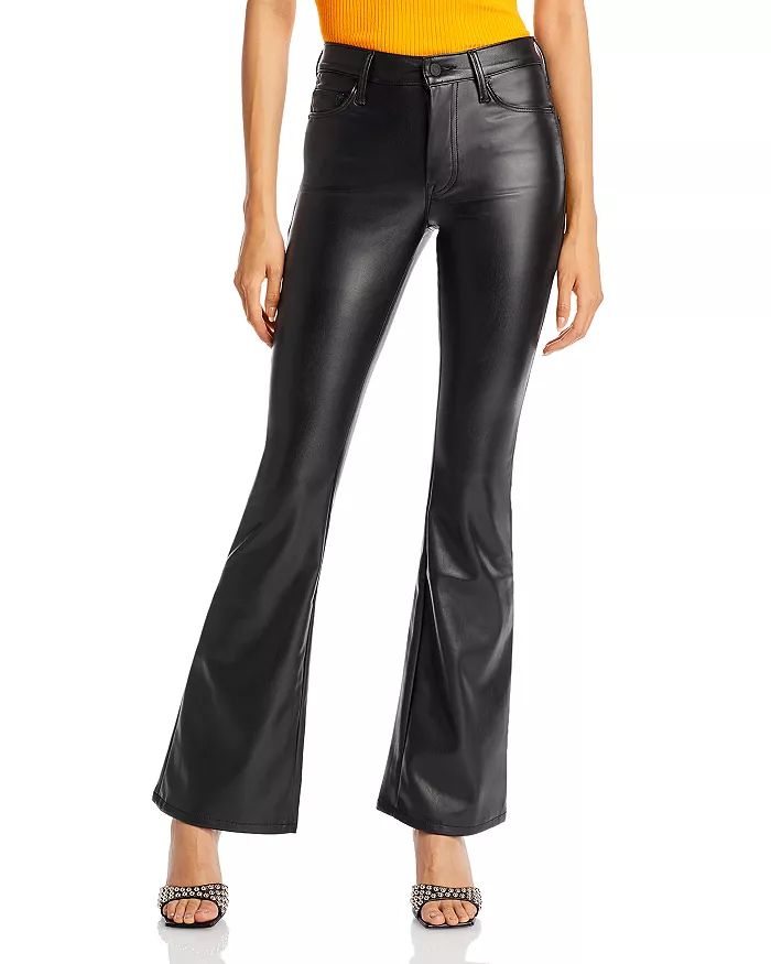 MOTHER The Weekender Heel Faux Leather High Rise Flare Jeans in Black Back to results -  Women - ... | Bloomingdale's (US)