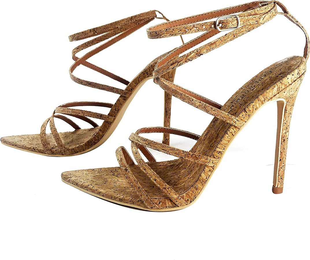 Cape Robbin Women's Strappy Pointy Open Toe Ankle Strap Stiletto Sandal-Ada | Amazon (US)